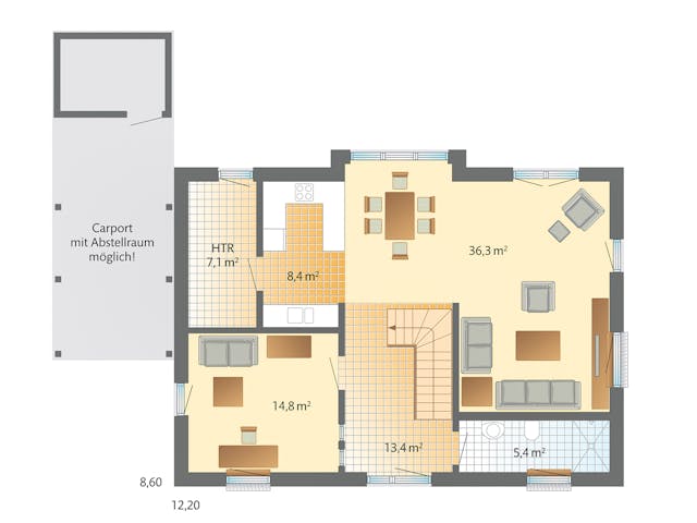 Fertighaus Kronshagen von Danhaus Deutschland Schlüsselfertig ab 495538€, Satteldach-Klassiker Grundriss 1