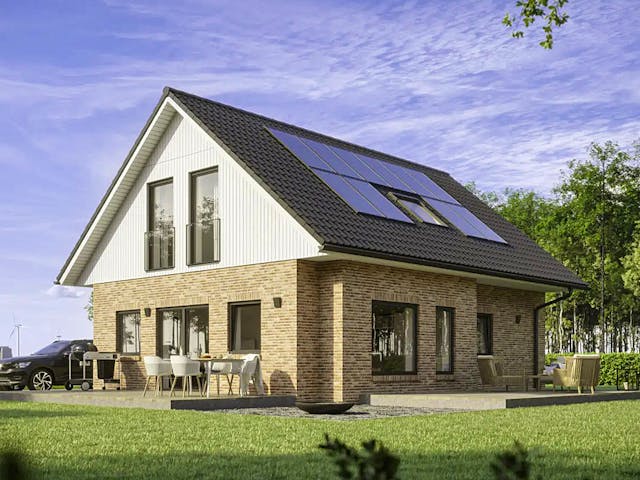 Fertighaus Daylight-E-120 E1 von Danhaus Deutschland Ausbauhaus ab 275437€, Satteldach-Klassiker Außenansicht 1