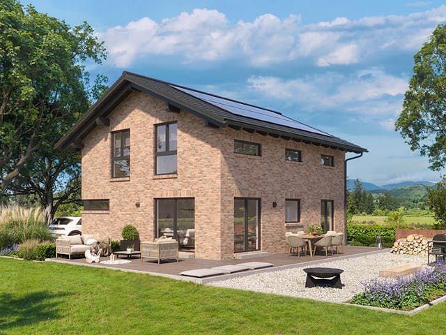 Fertighaus Destiny-E-136 E2 von Danhaus Deutschland, Satteldach-Klassiker Außenansicht 1
