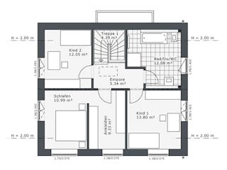 Fertighaus Destiny-E-136 E2 von Danhaus Deutschland, Satteldach-Klassiker Grundriss 2