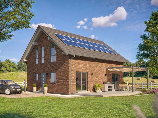 Fertighaus Destiny-E-140 E1 von Danhaus Deutschland, Satteldach-Klassiker Außenansicht 1 Fertighaus Destiny-E-140 E1 von Danhaus Deutschland, Satteldach-Klassiker Außenansicht 1