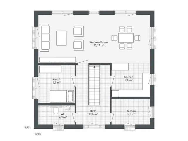Fertighaus Discovery XL von Danhaus Deutschland Schlüsselfertig ab 454344€, Stadtvilla Grundriss 1