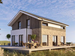 Fertighaus Dreamline-E-125 E4 von Danhaus Deutschland, Satteldach-Klassiker Außenansicht 1