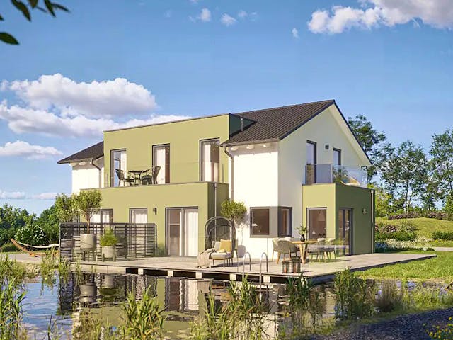 Fertighaus Dynamic-G-183 E2 von Danhaus Deutschland, Satteldach-Klassiker Außenansicht 1