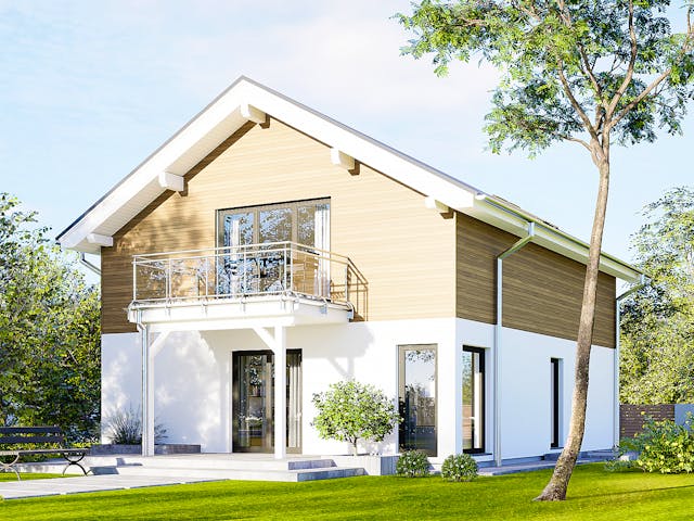 Fertighaus Plus 159 von Danwood Schlüsselfertig ab 406500€, Satteldach-Klassiker Außenansicht 1 Fertighaus Plus 159 von Danwood Schlüsselfertig ab 406500€, Satteldach-Klassiker Außenansicht 1
