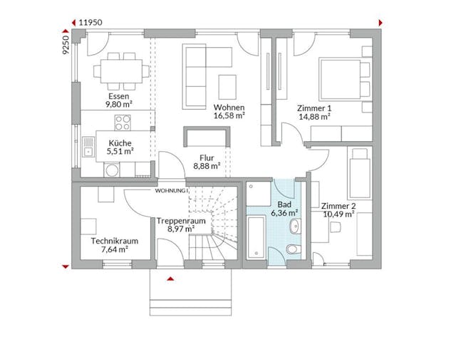 Fertighaus Plus 177 von Danwood Schlüsselfertig ab 430800€, Stadtvilla Grundriss 1
