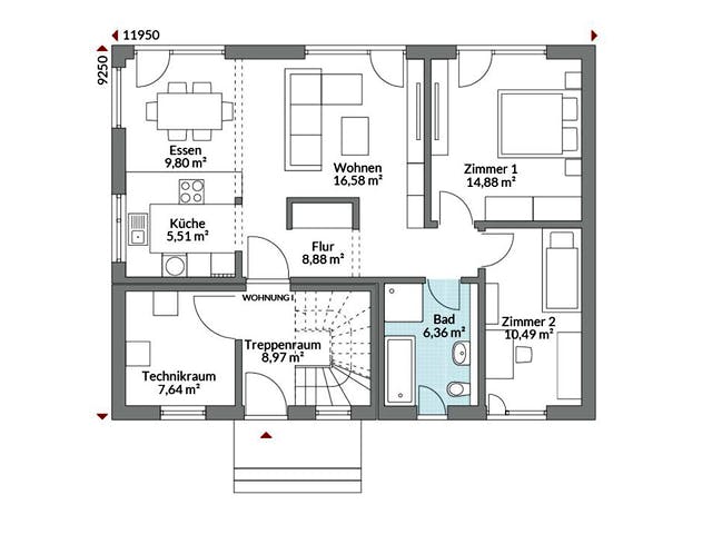 Fertighaus Plus 177 von Danwood Schlüsselfertig ab 401600€, Stadtvilla Grundriss 1