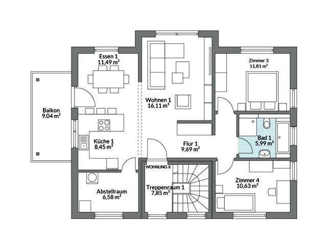 Fertighaus Plus 187 von Danwood Schlüsselfertig ab 428200€, Satteldach-Klassiker Grundriss 2