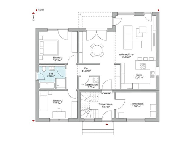 Fertighaus Plus 227 von Danwood Schlüsselfertig ab 524200€, Stadtvilla Grundriss 1 Fertighaus Plus 227 von Danwood Schlüsselfertig ab 524200€, Stadtvilla Grundriss 1