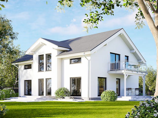 Fertighaus Plus 232 von Danwood Schlüsselfertig ab 524600€, Satteldach-Klassiker Außenansicht 1 Fertighaus Plus 232 von Danwood Schlüsselfertig ab 524600€, Satteldach-Klassiker Außenansicht 1