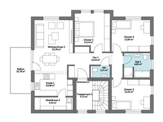 Fertighaus Plus 232 von Danwood Schlüsselfertig ab 524600€, Satteldach-Klassiker Grundriss 2