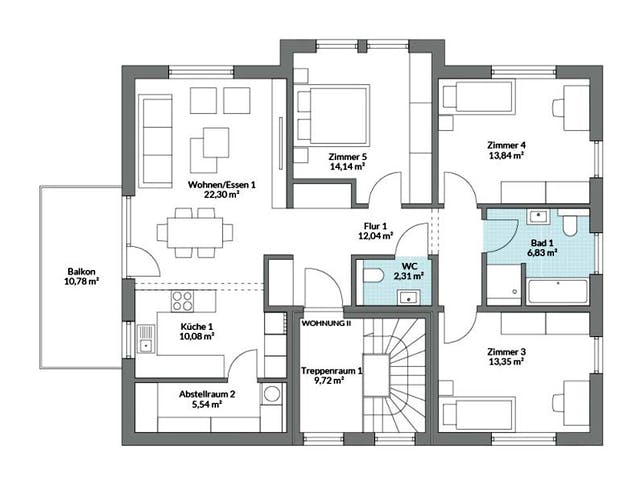 Fertighaus Plus 232 von Danwood Schlüsselfertig ab 493200€, Satteldach-Klassiker Grundriss 2