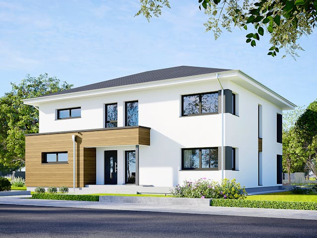 Fertighaus Plus 267 von Danwood Schlüsselfertig ab 596900€, Stadtvilla Außenansicht 2