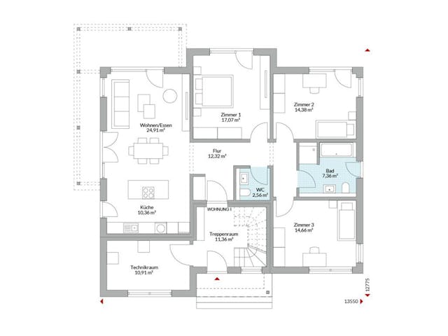 Fertighaus Plus 267 von Danwood Schlüsselfertig ab 590900€, Stadtvilla Grundriss 1 Fertighaus Plus 267 von Danwood Schlüsselfertig ab 590900€, Stadtvilla Grundriss 1