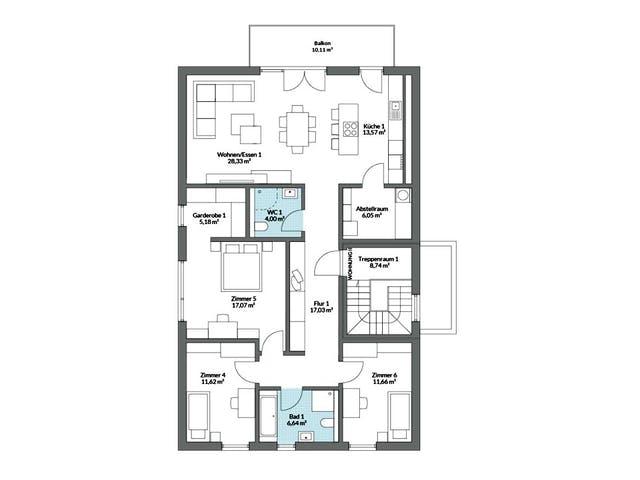 Fertighaus Plus 270 von Danwood Schlüsselfertig ab 533700€, Satteldach-Klassiker Grundriss 2