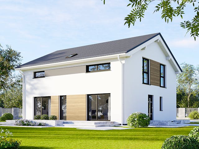 Fertighaus Privat 174.1 von Danwood Schlüsselfertig ab 394100€, Satteldach-Klassiker Außenansicht 1
