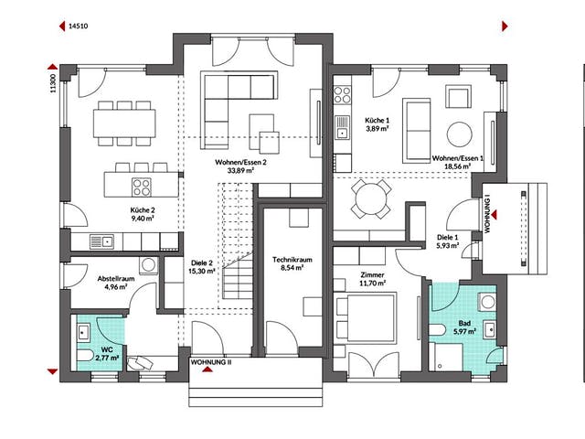 Fertighaus Privat 232 von Danwood Schlüsselfertig ab 519300€, Stadtvilla Grundriss 1