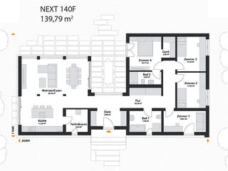 Fertighaus Next 140 F von Danwood - NEXT by Danwood Schlüsselfertig ab 469700€, Bungalow Grundriss 1