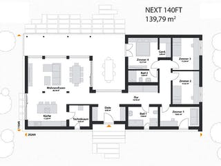 Fertighaus Next 140 FT von Danwood - NEXT by Danwood Schlüsselfertig ab 488200€, Bungalow Grundriss 1