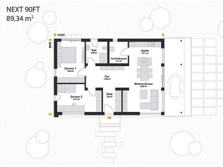 Fertighaus Next 90 FT von Danwood - NEXT by Danwood Schlüsselfertig ab 309500€, Bungalow Grundriss 1