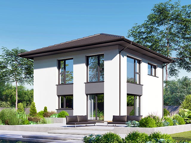 Fertighaus Park 118W von Danwood Schlüsselfertig ab 270300€, Stadtvilla Außenansicht 1 Fertighaus Park 118W von Danwood Schlüsselfertig ab 270300€, Stadtvilla Außenansicht 1