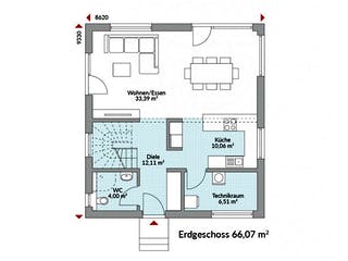 Fertighaus Park 131W von Danwood Schlüsselfertig ab 284600€, Stadtvilla Grundriss 1