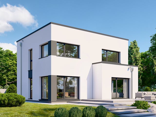 Fertighaus Park 133 CUBE von Danwood Schlüsselfertig ab 297900€, Cubushaus Außenansicht 1