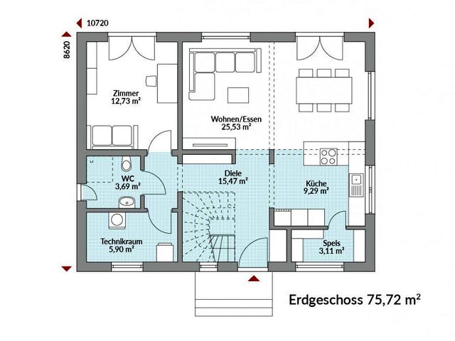 Fertighaus Park 150.1W von Danwood Schlüsselfertig ab 290200€, Stadtvilla Grundriss 1