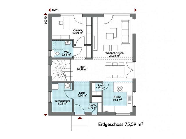 Fertighaus Park 152W von Danwood Schlüsselfertig ab 296700€, Stadtvilla Grundriss 1