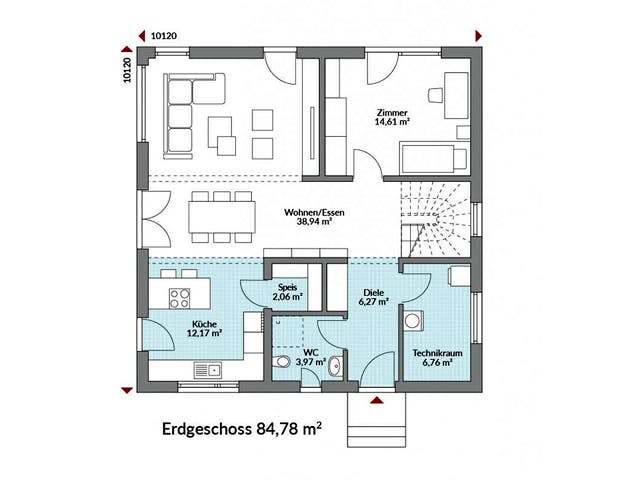 Fertighaus Park 168W von Danwood Schlüsselfertig ab 316200€, Stadtvilla Grundriss 1