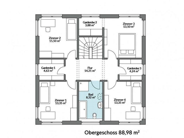 Fertighaus Park 180W von Danwood Schlüsselfertig ab 337700€, Stadtvilla Grundriss 2