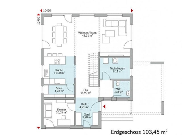 Fertighaus Park 186W von Danwood Schlüsselfertig ab 410400€, Stadtvilla Grundriss 1