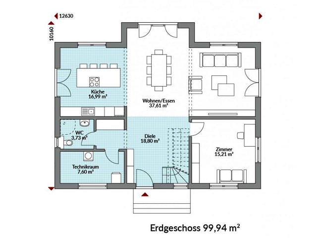 Fertighaus Park 196W von Danwood Schlüsselfertig ab 357000€, Stadtvilla Grundriss 1