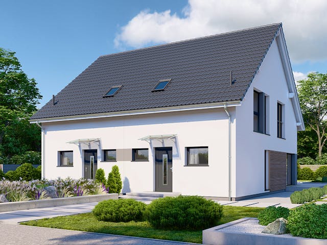 Fertighaus Partner 108 von Danwood Schlüsselfertig ab 248400€, Satteldach-Klassiker Außenansicht 1 Fertighaus Partner 108 von Danwood Schlüsselfertig ab 248400€, Satteldach-Klassiker Außenansicht 1