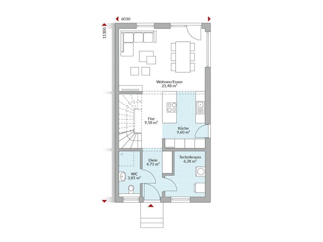 Fertighaus Partner 108 von Danwood Schlüsselfertig ab 248400€, Satteldach-Klassiker Grundriss 1