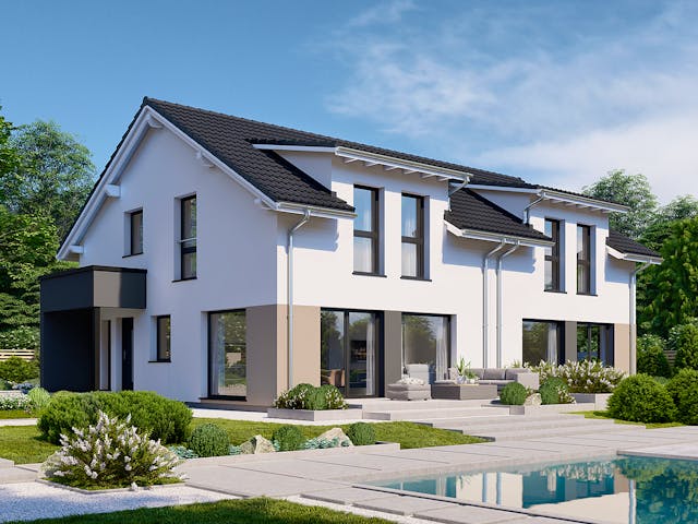 Fertighaus Partner 117.1 von Danwood Schlüsselfertig ab 274900€, Satteldach-Klassiker Außenansicht 1 Fertighaus Partner 117.1 von Danwood Schlüsselfertig ab 274900€, Satteldach-Klassiker Außenansicht 1