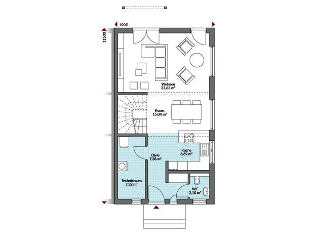 Fertighaus Partner 121 von Danwood Schlüsselfertig ab 255300€, Satteldach-Klassiker Grundriss 1