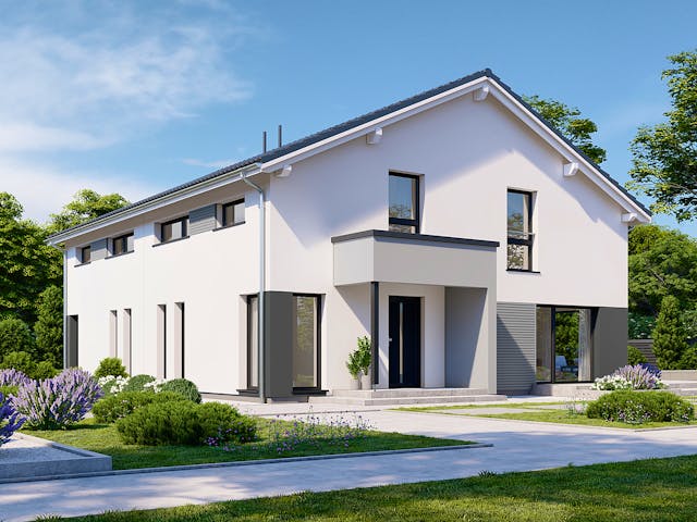 Fertighaus Partner 132.1 von Danwood Schlüsselfertig ab 288200€, Satteldach-Klassiker Außenansicht 1