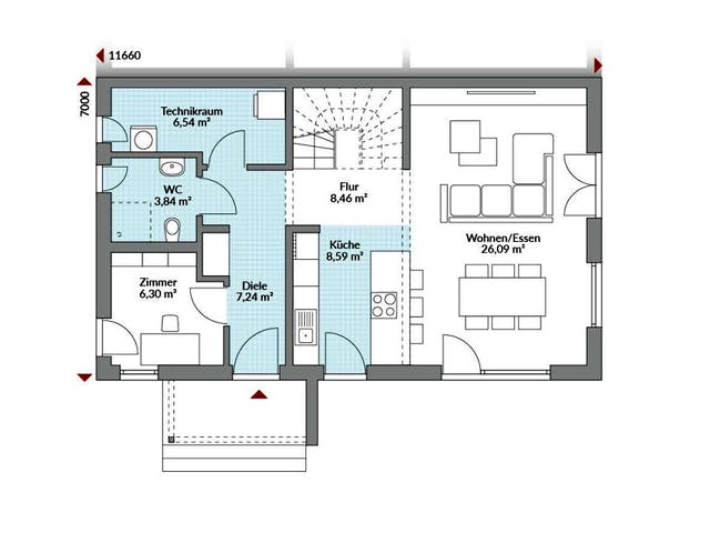 Fertighaus Partner 132.1 von Danwood Schlüsselfertig ab 270900€, Satteldach-Klassiker Grundriss 1