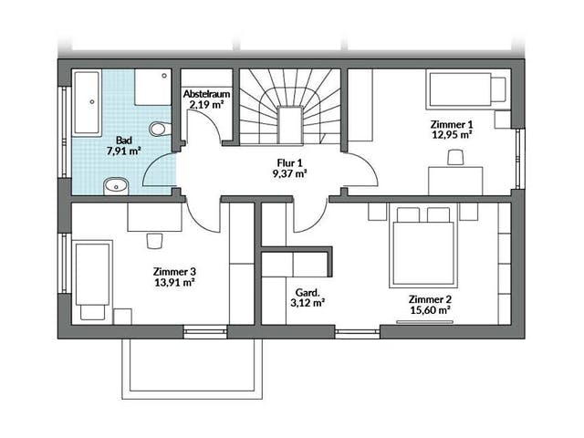 Fertighaus Partner 132.1 von Danwood Schlüsselfertig ab 270900€, Satteldach-Klassiker Grundriss 2