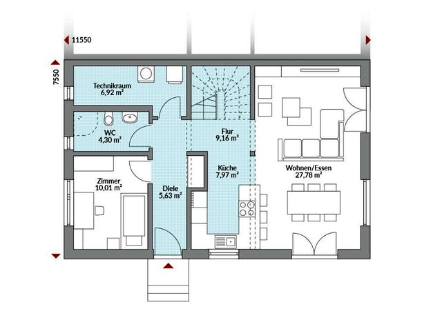 Fertighaus Partner 142W von Danwood Schlüsselfertig ab 274400€, Stadtvilla Grundriss 1