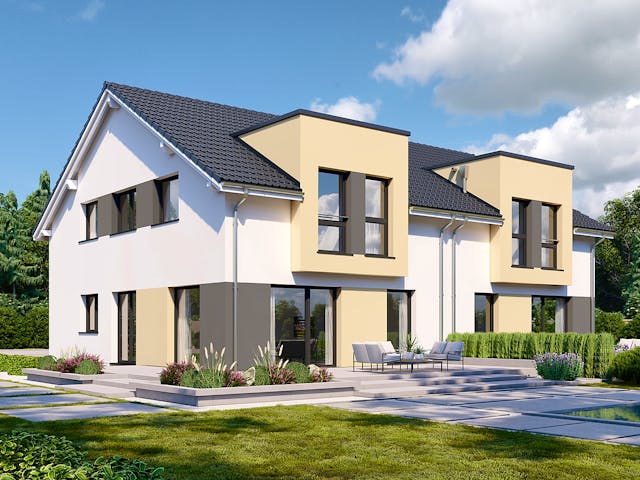 Fertighaus Partner 150 von Danwood Schlüsselfertig ab 315300€, Satteldach-Klassiker Außenansicht 1 Fertighaus Partner 150 von Danwood Schlüsselfertig ab 315300€, Satteldach-Klassiker Außenansicht 1