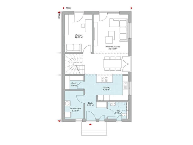 Fertighaus Partner 150 von Danwood Schlüsselfertig ab 315300€, Satteldach-Klassiker Grundriss 1 Fertighaus Partner 150 von Danwood Schlüsselfertig ab 315300€, Satteldach-Klassiker Grundriss 1