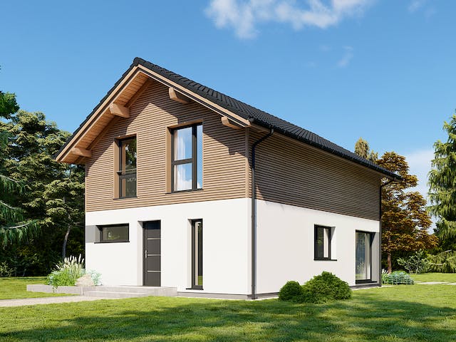 Fertighaus Point 116 von Danwood Schlüsselfertig ab 241600€, Satteldach-Klassiker Außenansicht 2