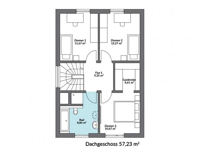 Fertighaus Point 116 von Danwood Schlüsselfertig ab 241600€, Satteldach-Klassiker Grundriss 2