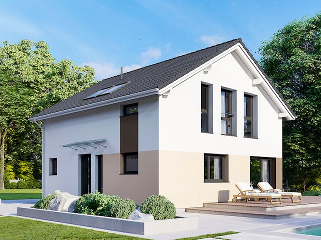 Fertighaus Point 121 von Danwood Schlüsselfertig ab 258000€, Satteldach-Klassiker Außenansicht 1