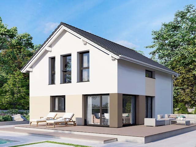 Fertighaus Point 121 von Danwood Schlüsselfertig ab 258000€, Satteldach-Klassiker Außenansicht 2