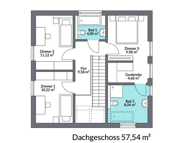 Fertighaus Point 121 von Danwood Schlüsselfertig ab 258000€, Satteldach-Klassiker Grundriss 2