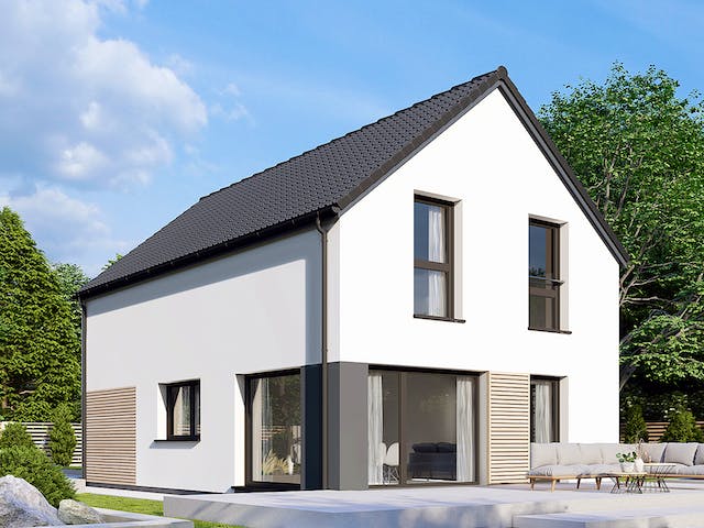 Fertighaus Point 124 von Danwood Schlüsselfertig ab 243700€, Satteldach-Klassiker Außenansicht 2