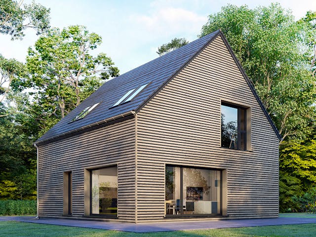 Fertighaus Point 128.1 von Danwood Schlüsselfertig ab 262200€, Satteldach-Klassiker Außenansicht 1 Fertighaus Point 128.1 von Danwood Schlüsselfertig ab 262200€, Satteldach-Klassiker Außenansicht 1